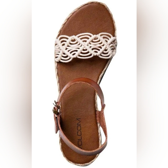 Volcom Crochet Strap Espadrille Flats Boho Summer Sandals Ankle Strap Size 10 - Picture 1 of 11